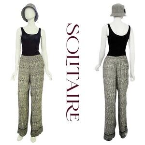 Solitaire NWT Boho Medallion Print Wide Leg Elastic Waist Pants M